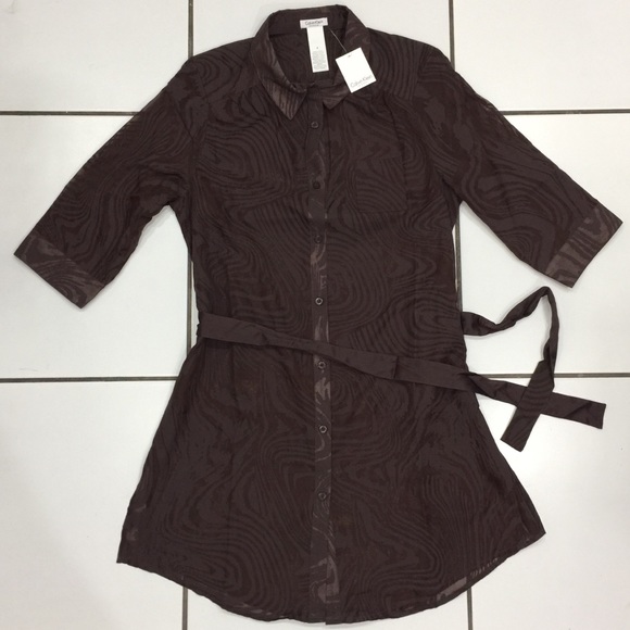 NWT Calvin Klein Sheer Zebra Print Coverup Shirt - Picture 1 of 6